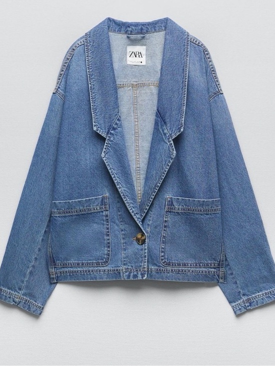 Zara Jackets & Blazers - Zara Oversized Blue Denim Blazer Size Medium